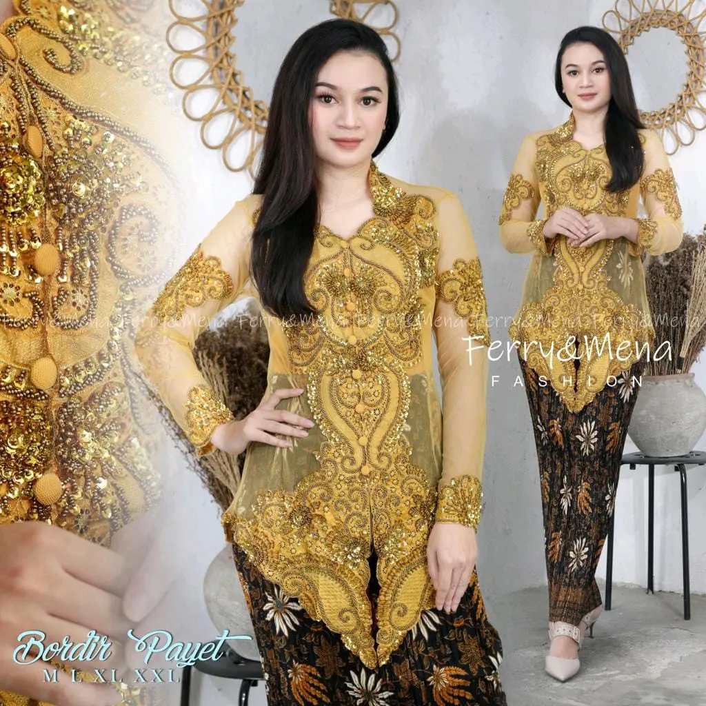 Kebaya Moderen Bordir Payet Juleha Mutiara Wisuda Pesta Kondangan Baju Lamaran Setelan