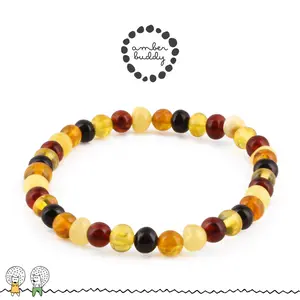 Amber Buddy | XB54M Gelang Amber Dewasa Multicolour Glossy - 16cm & 18cm
