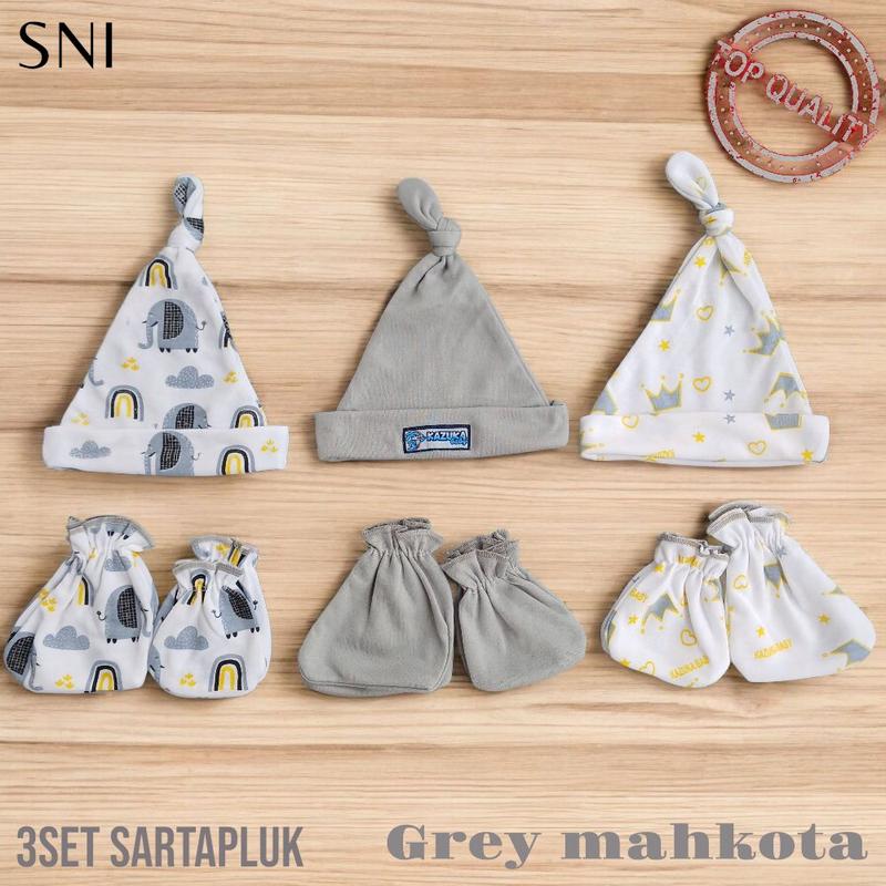 Product Introduction of 9in1 / 3 Set Topi Dan Sarung tangankaki Bayi Baru Lahir (SNI) Usia 0-3 Bulan Unisex Fashion 6