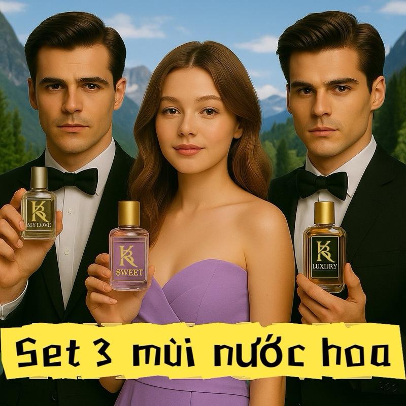  Set 3 Mùi Nước Hoa KB 10ml - My Love - Sweet - Luxury . Eau de parfum - dành cho nam nữ unisex .Mùi sang Trọng và lưu hương lâu 