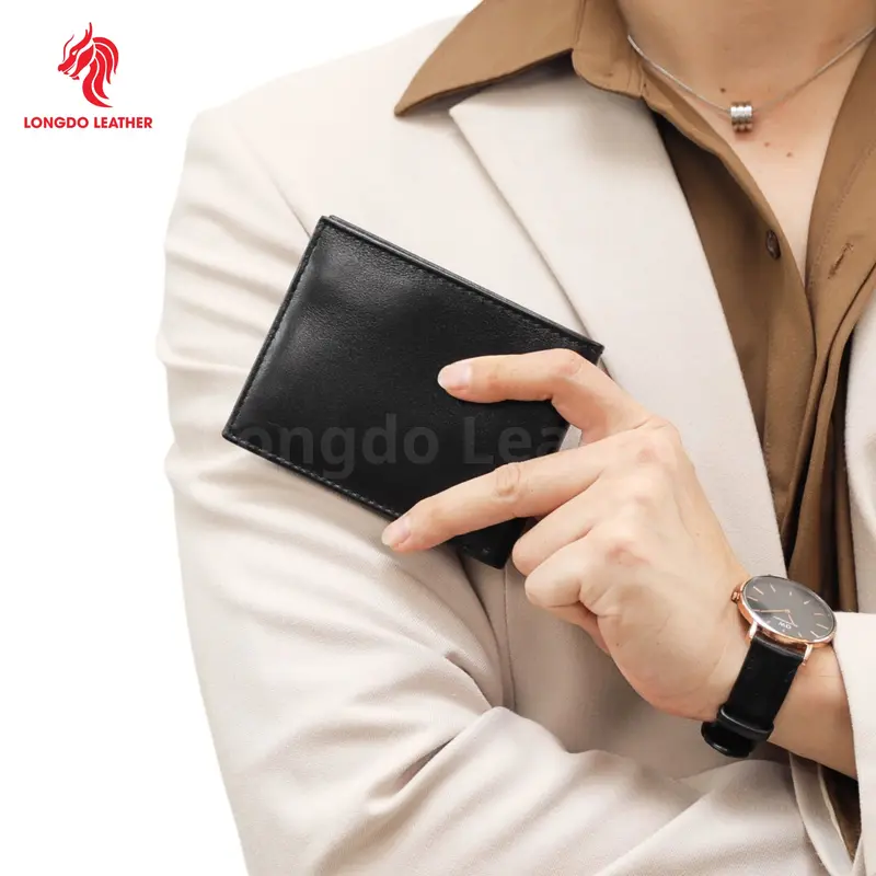 B11 - Bóp da nam da bò thật màu xanh lá, ví ngang gập đôi thương hiệu Longdo Leather - Bảo hành 5 năm 7