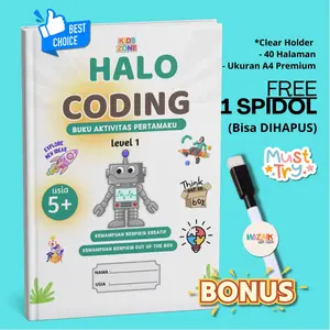 (Lvl-1) Halo Coding - Worksheet Coding for Kids Level 1 - Untuk Anak PAUD/TK usia 5 6 7 Tahun - READY STOCK