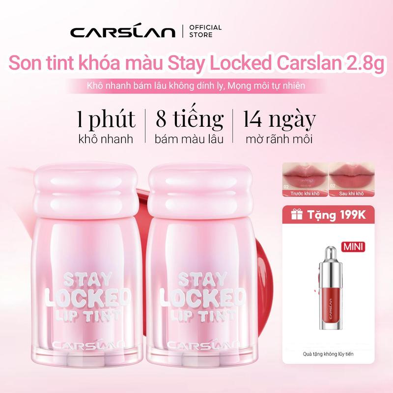  Son tint khóa màu Stay Locked Carslan ,Khóa màu nhanh Uống nước không lo dính 2.8g + Free Gift  Son dưỡng mini 1g 