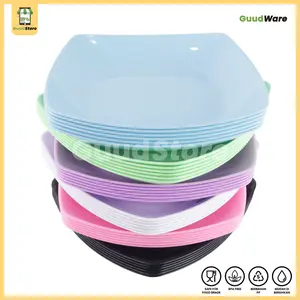 6-12 PCS Piring Segi 10 Pastel Series / Piring kue segi / piring lauk pauk serba guna Plastik pp 5 Tebal Tahan Panas Kitchenware