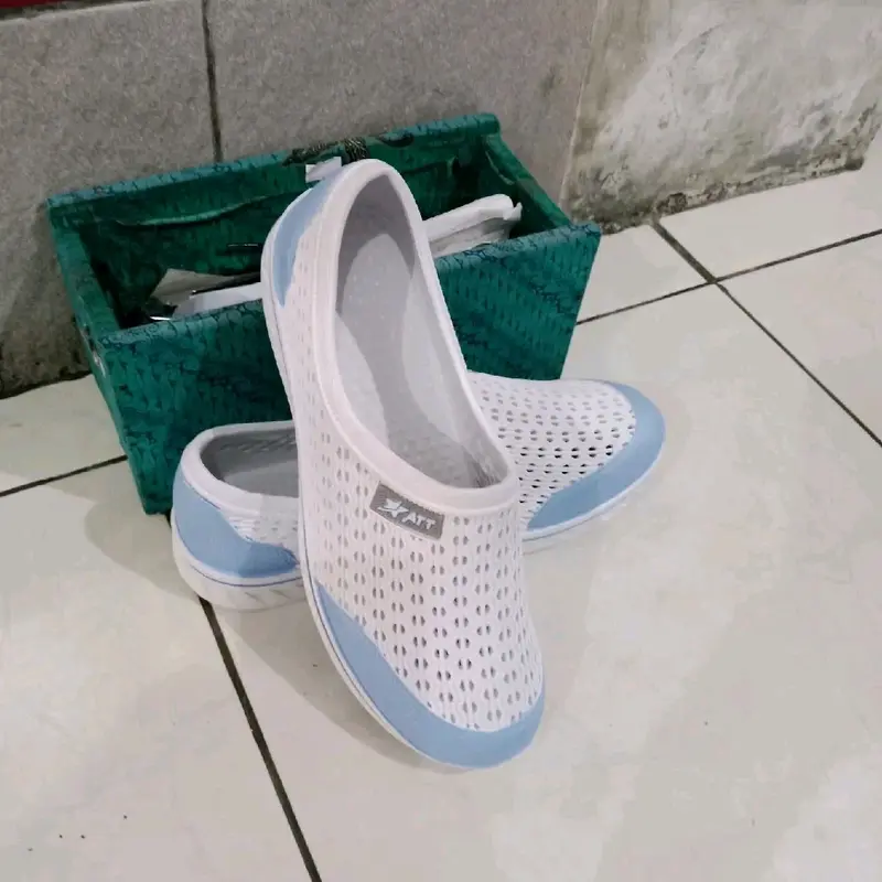 Sepatu ATT MFS 160, sepatu Karet Wanita, sepatu jaring, putih kombinasi 1
