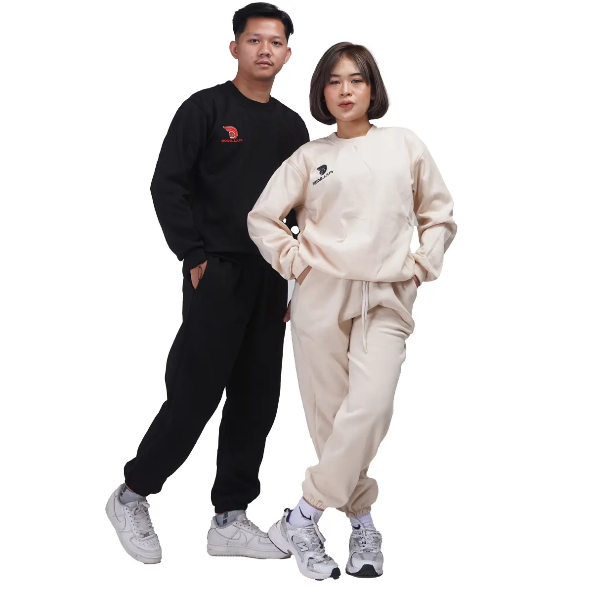 SATU STEL ONESET SWEATER CREWNECK OBLONG  FULLMOON DAN CELANA PANJANG TRAINING JOGGER BAHAN FLEECE TEBAL UNISEX PRIA DAN WANITA Santai Hoodie Keren Distro