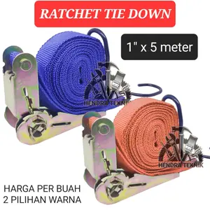 RACHET TIE DOWN 1" 5M KECIL TALI KREK CARGO LASHING 1 INCI x 5M SABUK PENGIKAT BARANG MURAH