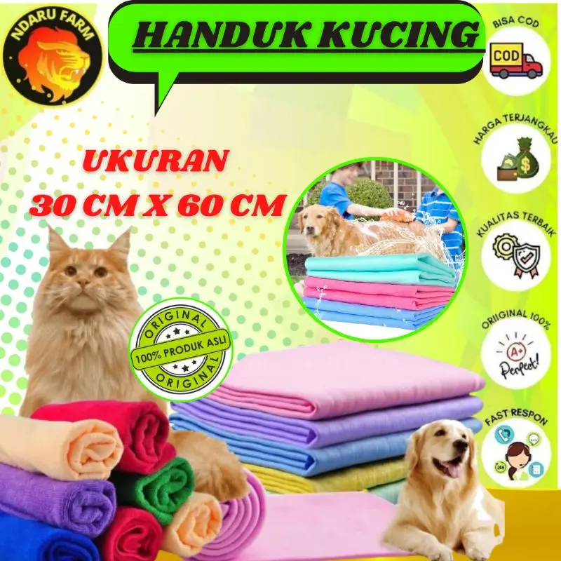 HANDUK 60 X 30 - Handuk Kucing Anjing Handuk Grooming Kucing Lembut Pengering Bulu BESAR 30 x 60 0