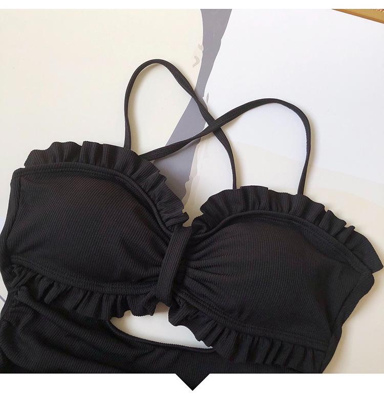 Product Introduction of Swimsuit Women's One-Piece Korean Swimsuit Ruffled Solid Color Sexy Beauty Back Slimming Vacation 11