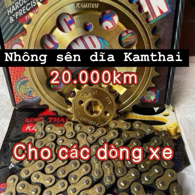 Nhông sên đĩa xe máy Kamthai hộp vàng cho các dòng xe dream- wave-RS-sirius exciter135-150-155,Winner...-phụ tùng phụ kiện 0