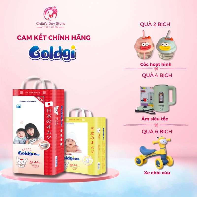 (Kèm quà) COMBO 2 BỊCH Goldgi Eco đủ size dán/quần - Bản cải tiến - Date xa - bỉm đóng hè cho bé - bỉm mỏng - tã bỉm Nhật Bản cho bé - Childs Day Store