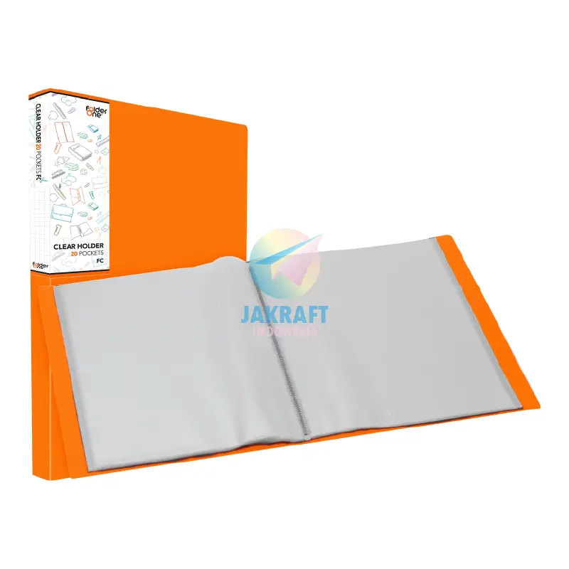 (1 Pcs) Map Clear Holder Folio F4 FC isi 60 Display Book Hitam Black / Biru Blue / Merah Red / Hijau Green / Ungu Purple / Merah Muda Pink / Kuning Yellow / Jingga Orange Document Keeper Tebal 8