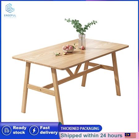 [Mudah] Set Meja Makan Kayu 140CM Segiempat Meja Moden Makan - TikTok ...