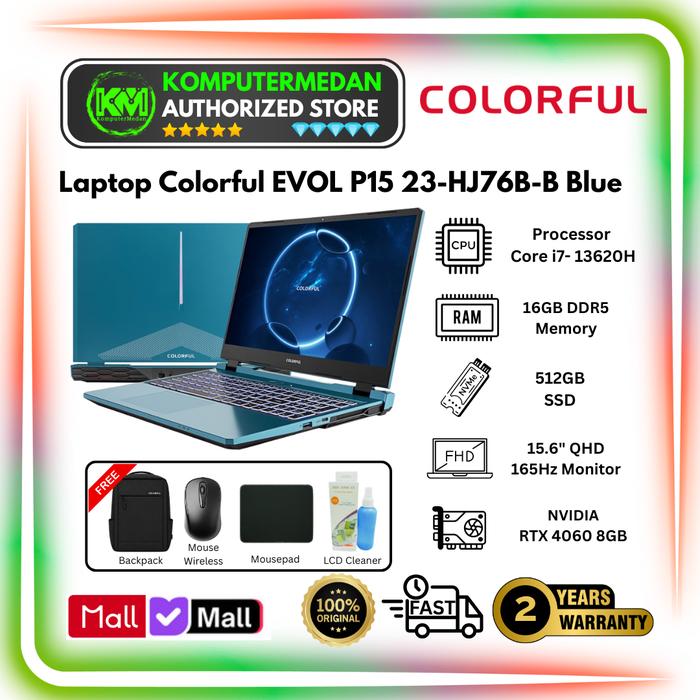 Gambar COLORFUL EVOL P15-23 GAMING LAPTOP INTEL i7-13620H RTX 4060 dari KomputerMedan OS Kota Medan Tokopedia