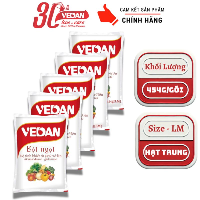 Combo 5 Bột Ngọt 454g Hạt Trung VEDAN - Size LM -  Gia Vị Hoàn Hảo Cho Mọi Món Ăn