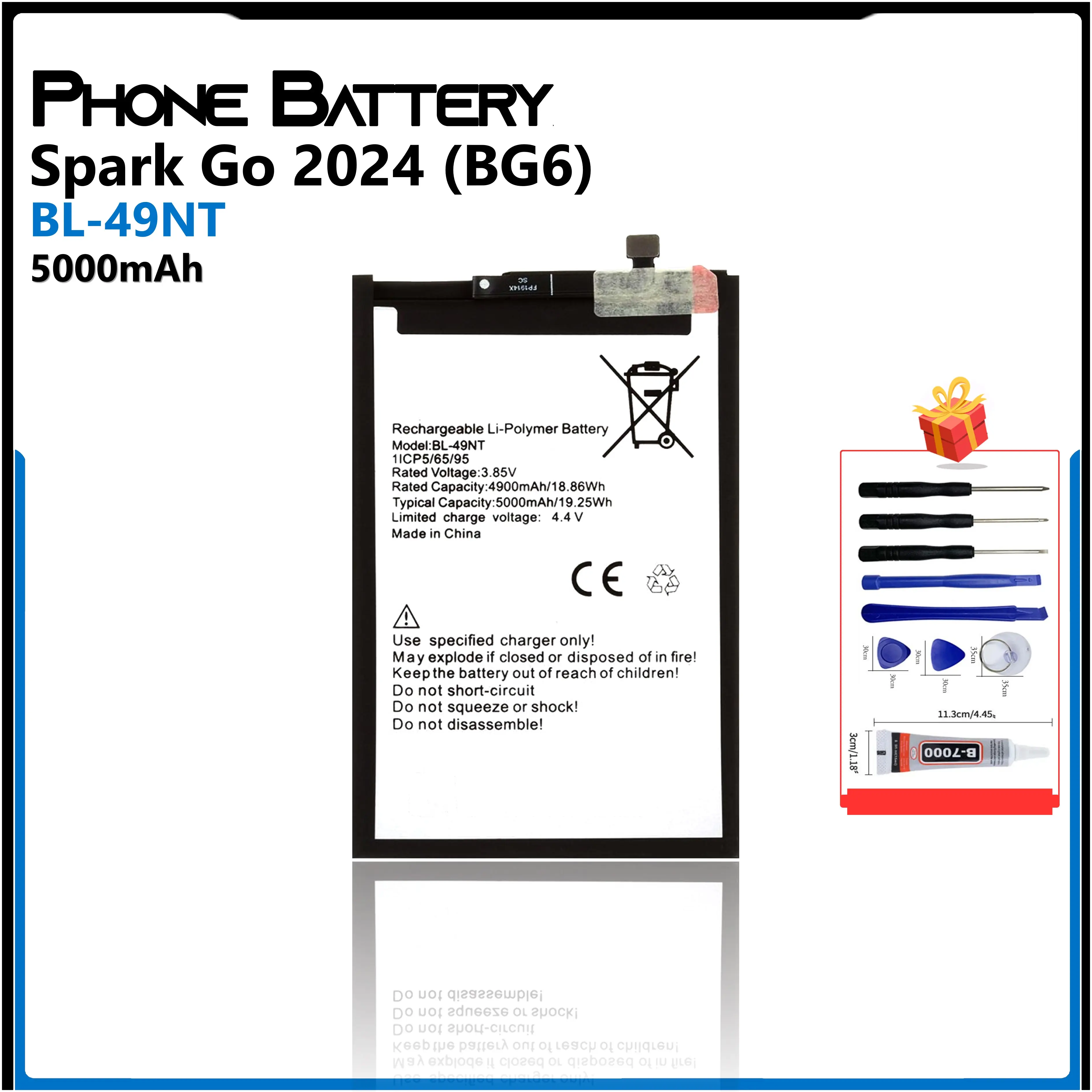 BL-49NT Battery for Tecno Spark Go 2024 | BG6 - TikTok Shop