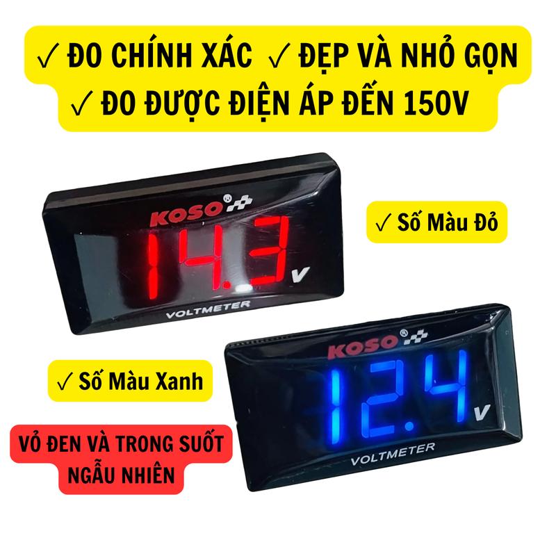 Đồng hồ BÁO VOL KOSO 10V-150V chính xác số rõ Gắn cho Xe Máy Xe Điện 133 Xmen Gogo Vespa