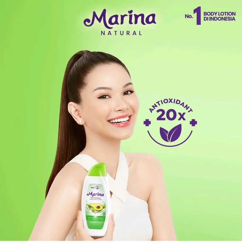 ( 3pcs ) Marina Natural Hand & Body Lotion Rich Moisturizing Avocado & Olive Oil Hijau 190ml X 3pcs 2
