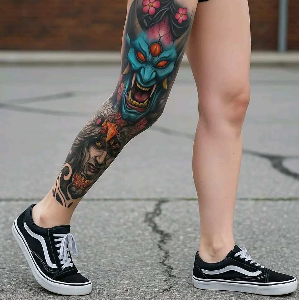 tato temporer full kaki yakuza tahan air basic tato Tubuh Waterproof