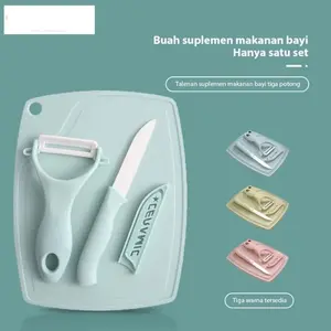 PISAU SET KERAMIK 3 IN 1 TALENAN SET PISAU & PEELER BUAH - Pisah Ceramic PERLENGKAPAN MPASI -  Mr