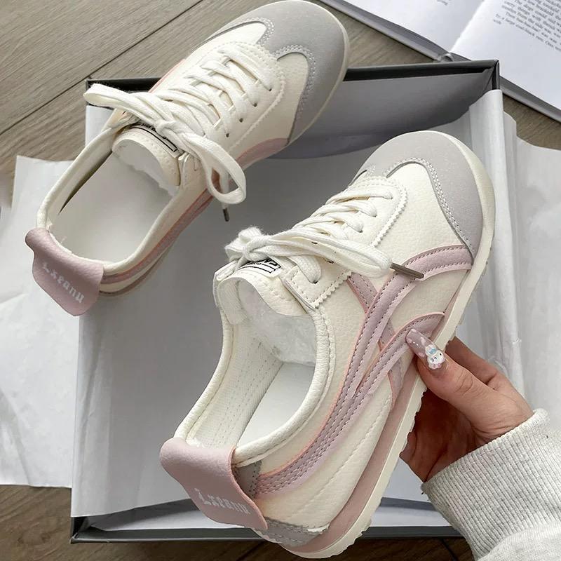 kasut tiger Dexun shoes women's flat sports shoes with good shock absorption and comfort Pink casual shoes