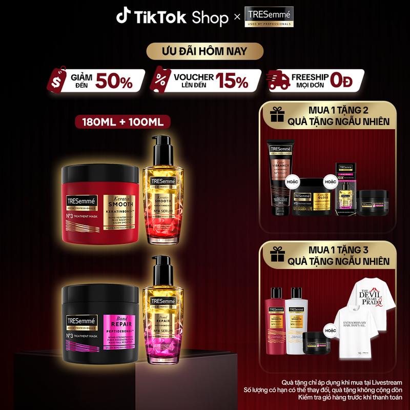 [1] Combo 2: Kem ủ & Serum Dưỡng Tóc TRESemmé Hỗ Trợ Chăm Sóc Tóc Nữ 180ml + 100ml