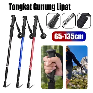 Kuat Tongkat Gunung Trekking Hiking Dapat Diatur Sesuka Hati 65-135cm Tracking Pole Lipat Tongkat Gunung Pendakian Gunung Di Alam Terbuka Perjalanan Pendakian Gunung Berkemah