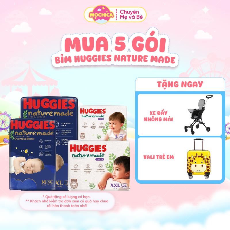 Tã Dán/Quần Huggies Nature Made Size NB60/S82/M64/L54/XL44 - M58/L44