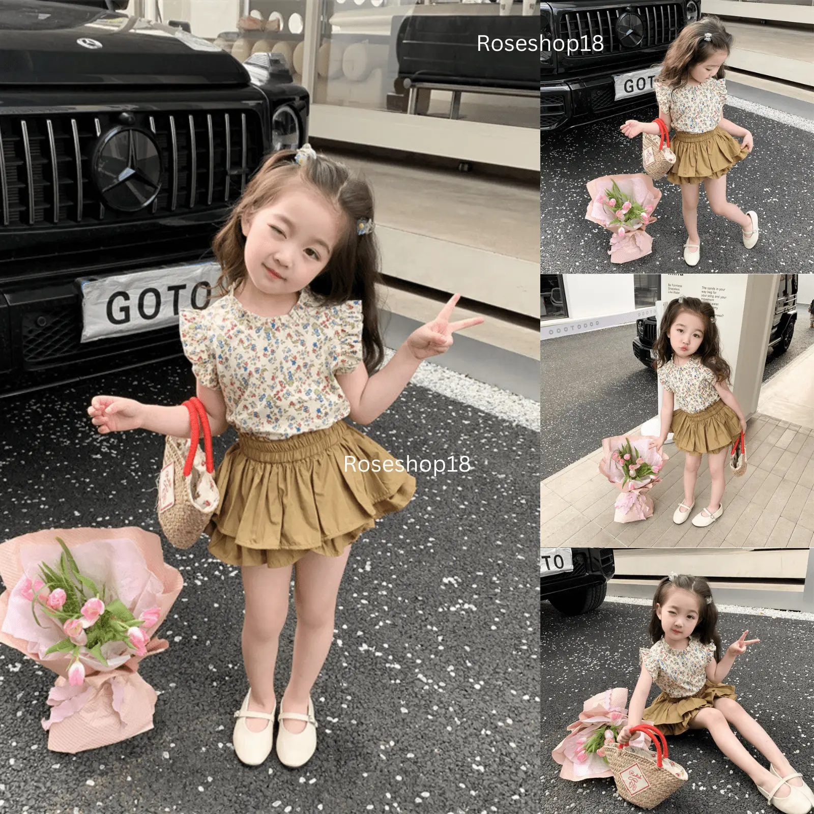 COD Roseshop18 Setelan Perempuan Korea Perempuan / Dress Pesta Anak / Dress Anak Perempuan Import Motif Fashion