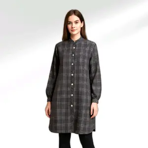 Radia Fashion Atasan Wanita Midi Tunik Harian Katun Flanel High Quality Casual Cantik Nyaman Bahan Flanel Import Full Kancing Depan Lengan Berkancing Saku Busui & Wudhu Friendly