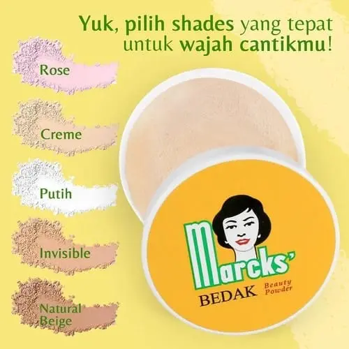 Marcks Classik Bedak Tabur 40gr / Rose / Invisible / Natural Beige / White 4