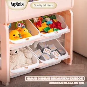 ANGOLA Rak Buku Anak 4 Tingkat C01/C02 Bookshelf Rack/Tempat Penyimpanan Buku dan Laci Mainan Anak