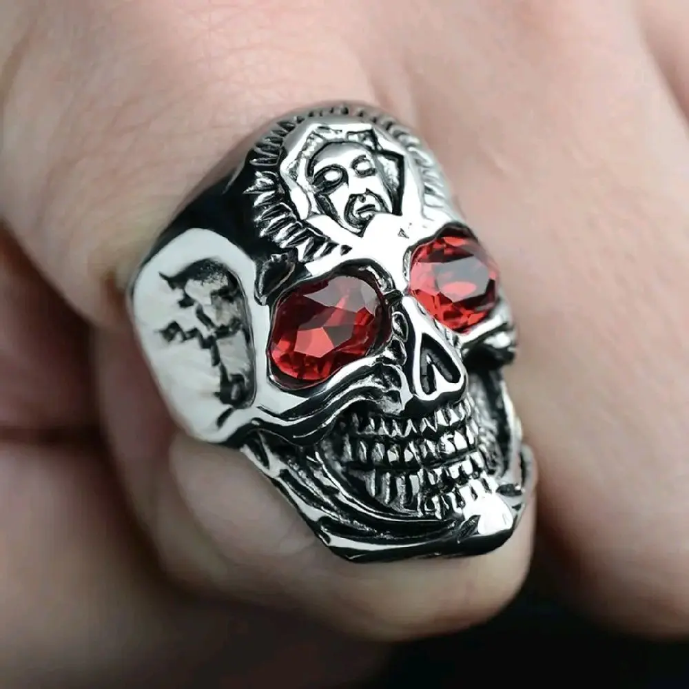Cincin Titanium Model Tengkorak Anti Luntur Anti Karat Pria dan Wanita - Rings, Stainless Perak