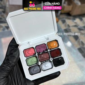 Set Gel Dặm Ombre 9 Màu Huaxi SET01 Siêu Mịn, Siêu Mướt, Không Cần Pha Bột Và Có Độ Mịn Cao Làm Nail Trang Trí Móng Tone Màu Hàn Quốc