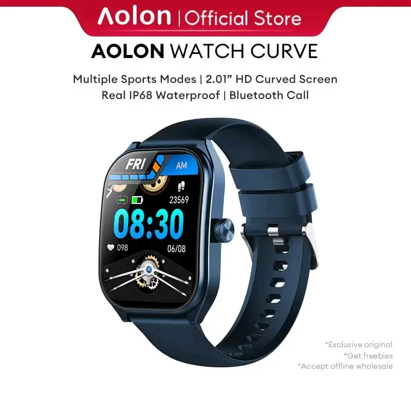 Aolon Curve Jam Tangan SmartWatch Amoled IP68 Waterproof 2.01-inch Curved IPS Screen Bluetooth 1