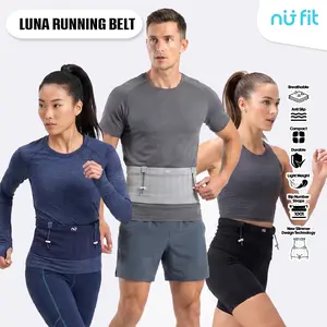 Nu Fit - (HITAM, ABU DAN BIRU) Luna Running Belt - Tas Lari Unisex dengan BIB - Tas Pinggang Olahraga Multi Fungsi - Tas Lari Pria Elastis
