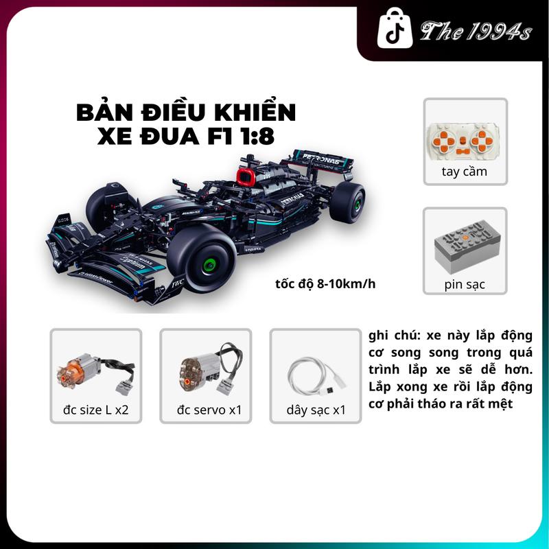 T027 BẢN ĐIỀU KHIỂN Mô hình lắp ghép 2IN1 xe đua F1 Me.c tỷ lệ 1:8 màu đen BẢN ĐIỀU KHIỂN- The 1994s