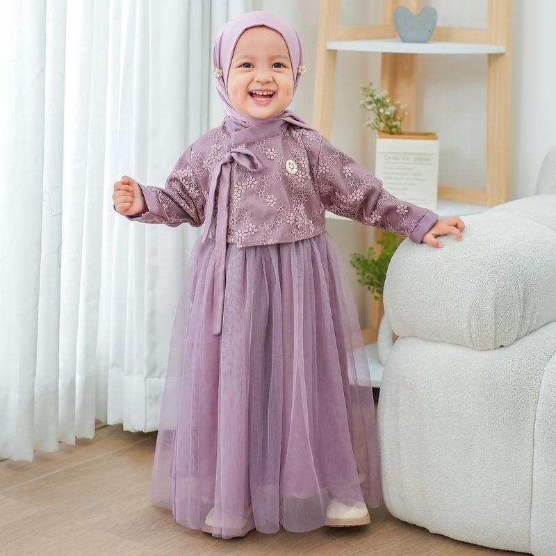 Product Introduction of Mafaza Dress Kids Pesta Brukat Mewah Simple Elegant Gamis Anak Perempuan Muslimah Umur 3 4 5 6 Tahun Bahan Velvet Mix Tile Gaun Lebaran Baju Anak Cewek Perempuan Kondangan Pink 49
