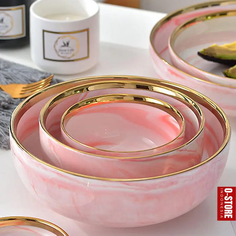 Piring Makan Keramik Mewah Mangkok Aesthetic Alat Makan Set Piring Saji Prasmanan Sendok Makan Tebal Mangkok Nasi Mangkok Kuah Kecil Dining Plate Vilia 5