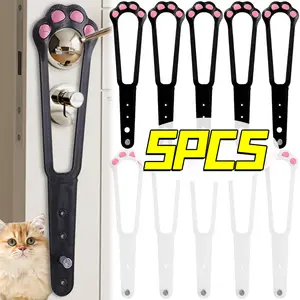 Cat Door Holder Latch Adjustable Dog Door Stopper Elastic Gate Lock Flex Latch Strap Keep Dog Out From Entering Pet Gate Supply - 5PCS