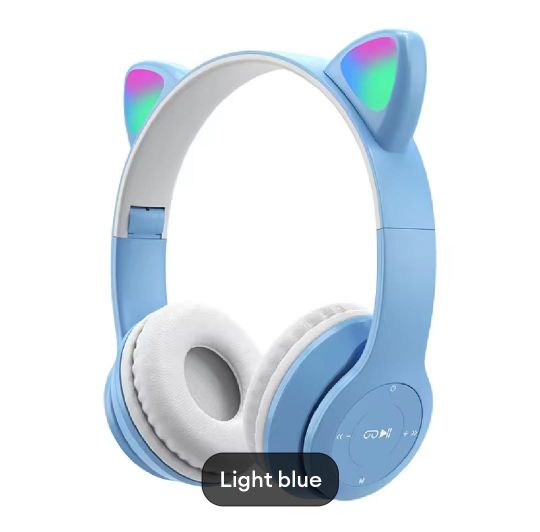 P47M Headphone Headset Bluetooth Gaming Cat Ears Wireless Bluetooth RGB Led Light Super Bass Stereo Bando Headset Gaming