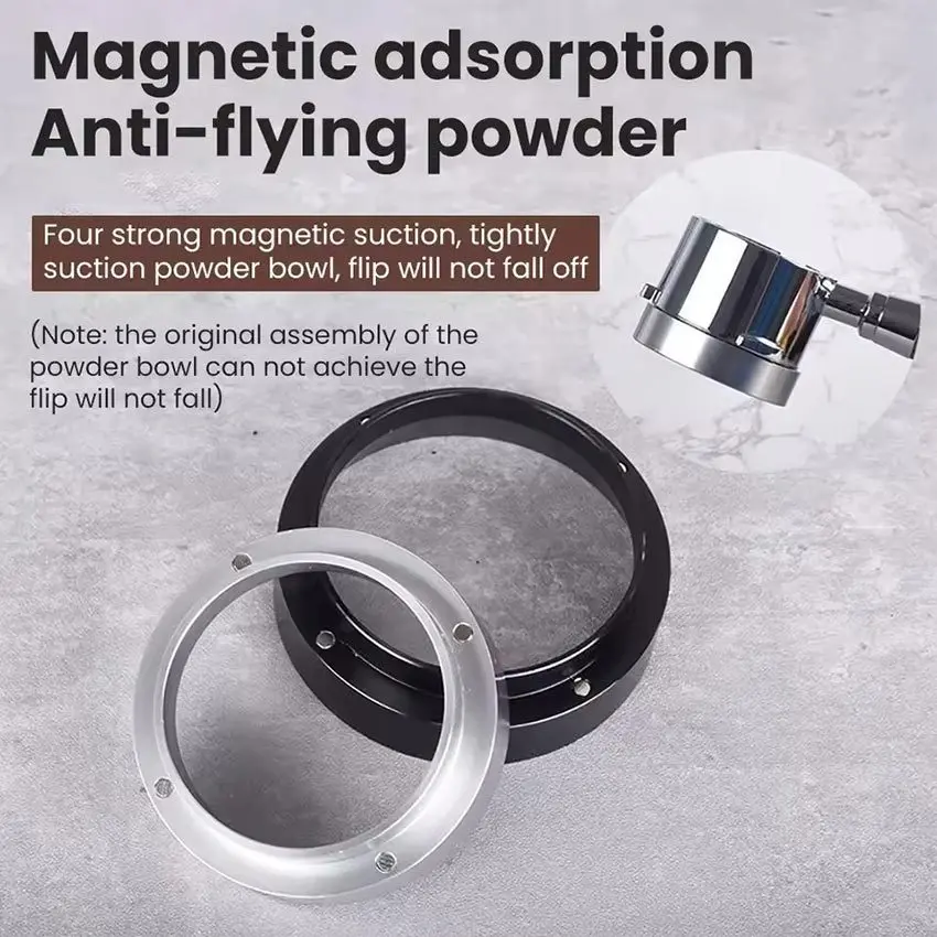 Corong Portafilter Dosing Ring Magnetik Praktis untuk Espresso, Bahan Aluminium Anti Karat dengan Ukuran 51mm dan 58mm 【TOPSLINGS】