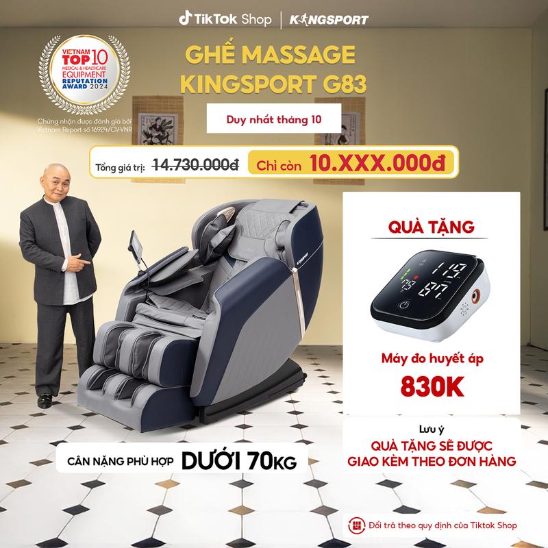[Miễn phí lắp đặt] Ghế massage KINGSPORT G83 hệ thống con lăn hiện đại, con lăn lòng bàn chân 3 cấp độ, nhiệt hồng ngoại kép