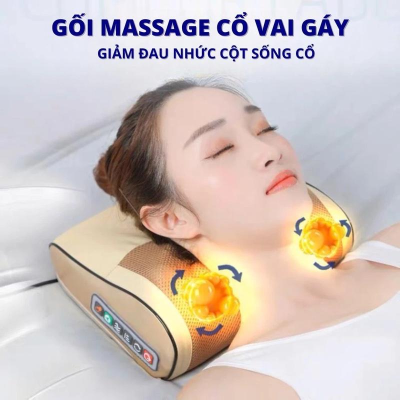  Gối massage cổ vai gáy gối massage hồng ngoại 20 bi cao cấp hỗ trợ mát xa toàn thân gối  massage 