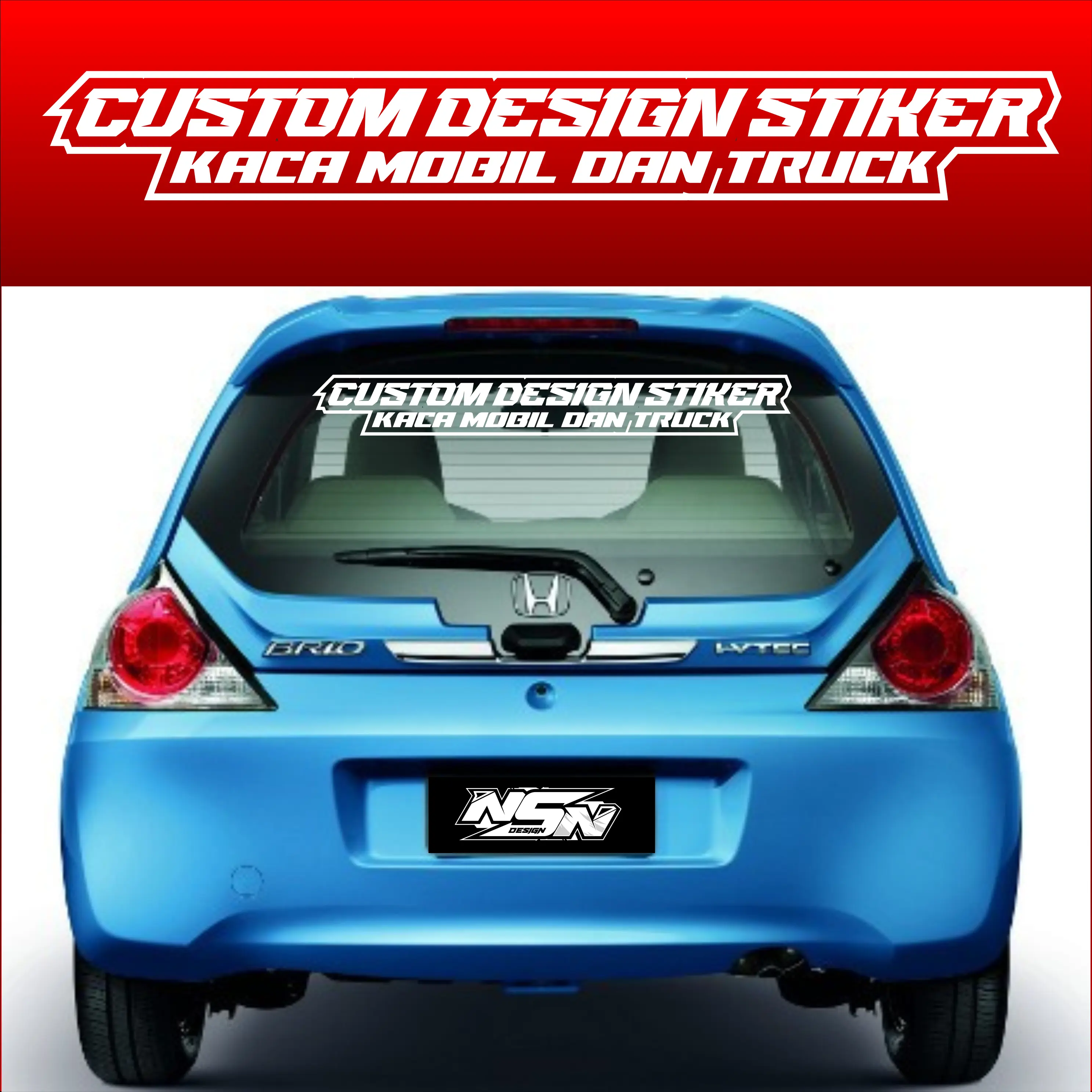 CUSTOM DESIGN STIKER KACA MOBIL DAN TRUCK FULL CUTING  1 WARNA