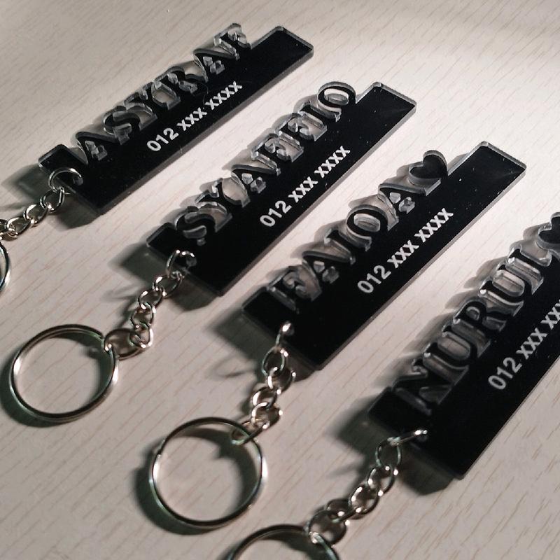 Keychain Nama 3D Customade Plastic Accessory custom pouch rantai kunci maker viral