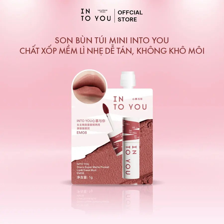INTO YOU Son Bùn Túi Mini Shero Chất Son Bùn Lì Làm Giảm Thâm Môi Sáng Da Bền Màu Không Khô Môi Lâu Trôi 1g Bagged Mini Liptick