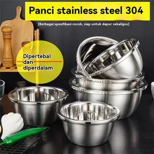 "COD" baskom Saibon/Nampan Stainless Steel Grade Jerman dengan Tepi Ekstra Tebal untuk Mencuci Sayuran, Membuat Bumbu, Mengocok Telur, Mencampur Adonan, dan Menghidangkan Sup di Rumah/Nampan Multiguna untuk Mencuci Wajah danSayuran/baskom/Pakar/live
