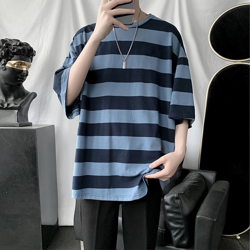 Product Introduction of Vintage striped T-shirt men's clothing Korean-style comfortable fine cloth fashion unisex clothes 15