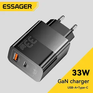 Essager USB Type C Fast Charger 33W QC PD 3.0 Dual Port Mini Portable Adapter For IPhone 14 13 12 IPad Xiaomi Fast Wall Chargers